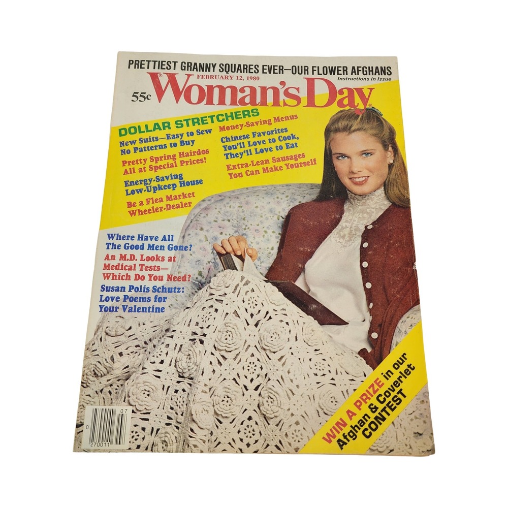 Vintage Woman's Day Magazine February 12 1980 Granny Square Crochet Patterns